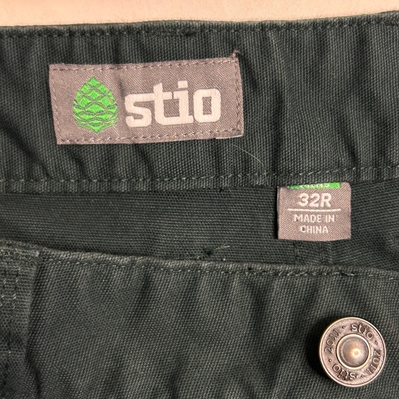 Stio Pants Men’s 32R Green Rivet Canvas Durable Hiking Outdoors Gusset Workwear - Picture 5 of 13